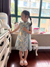 戴維貝拉女童連衣裙夏裝兒童國風(fēng)漢服旗袍裙子寶寶復(fù)古印花裙 曬單實拍圖