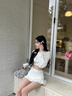 夢(mèng)琪嵐韓系溫柔千金法式純欲風(fēng)圓領(lǐng)長(cháng)袖短款襯衫女夏季高腰荷葉邊包臀裙 白色上衣+白色半身裙 M 建議90-105斤 曬單實(shí)拍圖