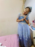 藍貝妮冰雪奇緣愛莎公主裙夏季女童連衣裙女孩夏裝cosplay兒童艾莎裙子 裙子+披風+魔法棒皇冠 140 碼 曬單實拍圖