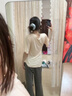 夏蓓朵女裝韓系慵懶簡約百搭V領(lǐng)T恤女夏季薄款短袖休閑收腰顯瘦短袖上衣 藕粉色 L 建議100-120斤 曬單實拍圖