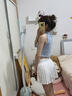 悅步網(wǎng)球服polo衫無(wú)袖運動(dòng)背心翻領(lǐng)上衣女夏季帶胸墊跑步瑜伽健身套裝 天空藍【polo領(lǐng)】 M 建議體重【100-120斤】 曬單實(shí)拍圖