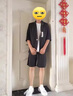 皮爾卡丹冰絲西服套裝男夏季短袖短褲一套薄款帥氣休閑七分袖西裝外套針織 黑色 外套+9分褲+衣服 M (90-105斤) 曬單實(shí)拍圖