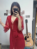 戈班巴GOBANBA2025新款歐美蕾絲夏薄性感睡衣帶胸墊三件套吊帶睡裙 棗紅 XL 曬單實(shí)拍圖