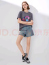 BASIC HOUSE/百家好卡通印花短袖t恤女2024夏季新款顯瘦減齡洋氣半袖上衣女 深灰 S 曬單實拍圖