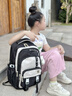 MOSQINOR書(shū)包女高中學(xué)生超大容量初中生女生背包小學(xué)生輕便雙肩包護脊背包 黑色 曬單實(shí)拍圖