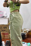 微光里美式工裝褲綠色女夏季薄款2025高腰復(fù)古寬松闊腿蝴蝶結(jié)休閑運(yùn)動(dòng)褲 綠色 薄款 M 曬單實(shí)拍圖