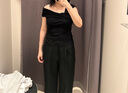 UR2025夏季新款女裝摩登魅力氛圍感修身顯瘦露肩T恤UWG450107 正黑 L 曬單實(shí)拍圖