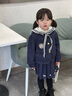可英 GOWINBABY學(xué)院風(fēng)女童套裝時(shí)尚2025春秋款女孩洋氣春裝女寶甜可愛美兩件套裙 藍(lán)色(海軍領(lǐng)可拆卸) 130 （適合身高120cm-130cm） 曬單實(shí)拍圖