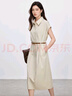 尚都比拉職場通勤風(fēng)連衣裙女夏季收腰顯瘦襯衫裙含棉中長裙 杏色  S  曬單實(shí)拍圖