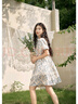 謎秀法式碎花連衣裙女2025春季夏季新款小個(gè)子溫柔風(fēng)泡泡袖娃娃裙子 杏底藍花 M 曬單實(shí)拍圖