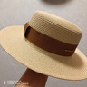 Fangchi草帽女士夏天出游遮陽(yáng)防曬百搭沙灘帽INS網(wǎng)紅款時(shí)尚平頂禮帽 米色+卡其織帶 可調節 曬單實(shí)拍圖