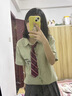 艾美琦美（AIMEIQIMEI）小個(gè)子學(xué)院風(fēng)連衣裙JK制服2025夏季新款條紋襯衣日系短裙子女套裝 綠色襯衫+灰色百褶裙（送領(lǐng)帶） S 曬單實(shí)拍圖