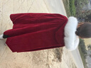 艾方鳥冬季古裝女裝斗篷外套漢服披肩中國風酒紅色毛領加絨加厚披風 酒紅色亮片斗篷--薄款 155 身高 曬單實拍圖