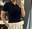 伊芙麗（eifini）伊芙麗百搭休閑POLO領(lǐng)修身針織衫女2025夏裝新款通勤上衣女 藏青 M 100-110斤 曬單實(shí)拍圖