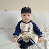 G. DUCKKIDS嬰兒衣服小熊連體衣開春秋季裝新款男女寶寶超萌洋氣外出哈衣爬服 藏青色 90cm 曬單實拍圖