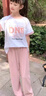 G.DUCKKIDS品牌童裝女童夏裝套裝短袖長(cháng)褲拼色兩件套女孩5-16歲兒童運動(dòng)套裝 粉色 160 曬單實(shí)拍圖