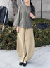 清河煙雨苧麻高端休閑燈籠褲女春秋季2025新款禪修打坐棉麻女裝高腰闊腿褲 秋葉黃 S 曬單實拍圖