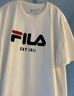 FILA 斐樂(lè)官方男裝情侶款針織短袖衫2025春季新款休閑簡(jiǎn)約舒適純棉T恤 云菇白-WT 3XL 曬單實(shí)拍圖