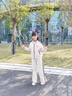 迪士尼（Disney）美拉德女童春秋套裝2025新款簡(jiǎn)約棒球服兩件套中大童休閑運動(dòng)校服 米白色套裝 春秋款 160 cm 曬單實(shí)拍圖