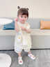 G.DUCKKIDS童裝女童夏裝套裝兒童衣服女寶寶夏季25新款小清新吊帶上衣兩件套 雛菊黃色+包包 90 尺碼1~2歲【 80-90cm】 曬單實拍圖