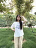 真維斯（JEANSWEST）白色短袖t恤女士夏季2025新款韓版爆款寬松休閑圓領(lǐng)純棉上衣半袖 白色 開放的花朵 L 曬單實(shí)拍圖