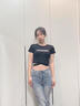 勤記高個(gè)子爵士舞服裝女上衣黑色短款露肚臍t恤女短袖2025夏季新款純 黑色[時(shí)髦/氣質(zhì)/心機/女孩/ S90斤以下 均碼 曬單實(shí)拍圖