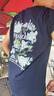 POUM印花純棉短袖t恤男夏季新款大碼高街潮牌上衣服休閑寬松半袖體恤 JXFS-A445藏青 3XL【尺碼偏小，喜歡寬松建議拍大一碼】 曬單實(shí)拍圖