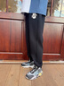 Skechers斯凱奇2025年秋季新款兒童舒適針織長(zhǎng)褲男女款休閑褲子L325K061 碳黑/0018 150 曬單實(shí)拍圖