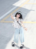 Jret法式甜美水墨印花V領(lǐng)泡泡袖短袖女短款短袖上衣夏季2025 圖片色 L 建議【110-120斤】 曬單實(shí)拍圖