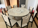 法馨黛智能暖菜板巖板餐桌家用小戶(hù)型4-6人方圓兩用伸縮折疊電磁爐餐桌 酒杯款【智能暖菜板】+大菠蘿椅 1.2米餐桌+6椅 曬單實(shí)拍圖