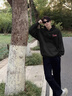 LEEREDPOI潮牌聯(lián)名連帽衛(wèi)衣男女春秋寬松連帽情侶裝長袖T恤潮牌男裝棉質(zhì) 089款黑色 XL （130-145斤） 曬單實拍圖
