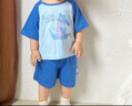 巴帝巴帝夏季嬰幼兒童純棉t恤短褲套裝男女童寶寶套裝 彩藍(lán) 樹葉鱷魚 90 曬單實(shí)拍圖