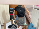 Calvin KleinJeans夏季女士活力少女感休閑ck刺繡時(shí)尚辣妹正肩羅紋短袖T恤 曬單實(shí)拍圖