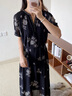 玖姿·安娜蔻優(yōu)雅民族風(fēng)雪紡繡花收腰連衣裙女2025夏季新款 花黑 S 曬單實(shí)拍圖
