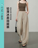 逸陽(yáng)冰麻闊腿褲女2025夏新款亞麻淡人穿搭山本白色直筒褲 黑色  28 曬單實(shí)拍圖