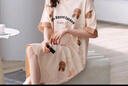 南極人女士睡衣女夏棉可外穿睡裙寬松套頭短袖家居服女兔子卡其XL 曬單實拍圖
