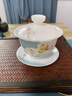 漢帝唐韻（HDTYUN）冰種玉瓷茶具套裝高檔白瓷純手繪蓋碗茶杯家用功夫整套茶具 純手繪粉蓮茶具套裝 曬單實(shí)拍圖