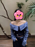 蜜樂奇2025新款超好看一字肩拼接上衣女韓版收腰寬松顯瘦休閑褲兩件套裝 藍(lán)白條紋襯衫+藏青色休閑褲 褲長 L 曬單實(shí)拍圖