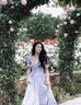 蕓蕁裙子女夏季2025新款溫柔風(fēng)茶歇法式泡泡袖紫色收腰長裙氣質(zhì)感蕾絲 紫色 XL 曬單實拍圖