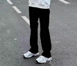 黑盒白美式高街牛仔褲男裝潮ins寬松闊腿長褲直筒褲黑色休閑褲子男夏季 DFFS-720黑色 常規(guī) 紐扣款 M 【建議105-115斤】 曬單實(shí)拍圖