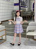 G.duck童裝女童套裝夏季洋氣兒童jk套裝學(xué)院風(fēng)女孩水手服新款短袖兩件套 玻璃糖套裝 130碼建議120-130cm7-8歲 曬單實(shí)拍圖