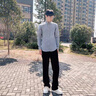 鵲笙【兩件裝】條紋襯衫男長袖韓版大碼潮流工地干活防曬襯衣休閑薄款 深灰+淺灰【兩件裝】 XL 【建議115-130斤】 曬單實拍圖