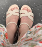 百麗踏系列品牌涼鞋女平底今年新款一字扣帶露趾仙女風(fēng)夏季百搭真皮版 杏色 36 曬單實拍圖