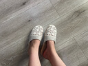 開(kāi)妮特日系居家亞麻拖鞋男女士鏤空室內防滑軟底家居包頭家用厚底涼拖鞋 米白/麻底 35-36 【24cm】 曬單實(shí)拍圖
