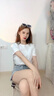 VESRNN高檔品牌純棉t恤女100%棉夏新款韓版衛(wèi)衣短袖上衣寬松圓領(lǐng)打底衫 白色 L 【建議105-115斤左右】 曬單實拍圖