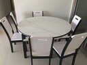 尚華仕大理石餐桌椅組合現代簡(jiǎn)約方圓兩用家用飯桌小戶(hù)型可伸縮折疊餐桌 淺胡+白 120cm  大理石一桌四椅 曬單實(shí)拍圖