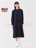 無印良品（MUJI）女式 水洗 平紋 立領(lǐng)長袖連衣裙女裝裙子25年春季連身裙 BC2LUC5S 深藏青色 S （155/80A） 曬單實(shí)拍圖