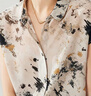 兆君2025春夏桑蠶絲新款藝術(shù)印花襯衫女短袖寬松襯衣真絲雙縐上衣 黑花 XL 曬單實(shí)拍圖