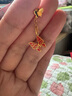 菜百首飾黃金耳飾 足金東方花園小飛仙蝶影霓裳蝴蝶耳墜/吊墜 單只 計價YZ 黃金耳飾 約2.52g 曬單實拍圖
