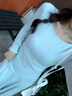 自巧小個子藍色氣質(zhì)長袖T恤半身裙套裝女2025秋季新款溫柔套裝裙 冰藍色半裙 XS （尺碼：2） 曬單實拍圖